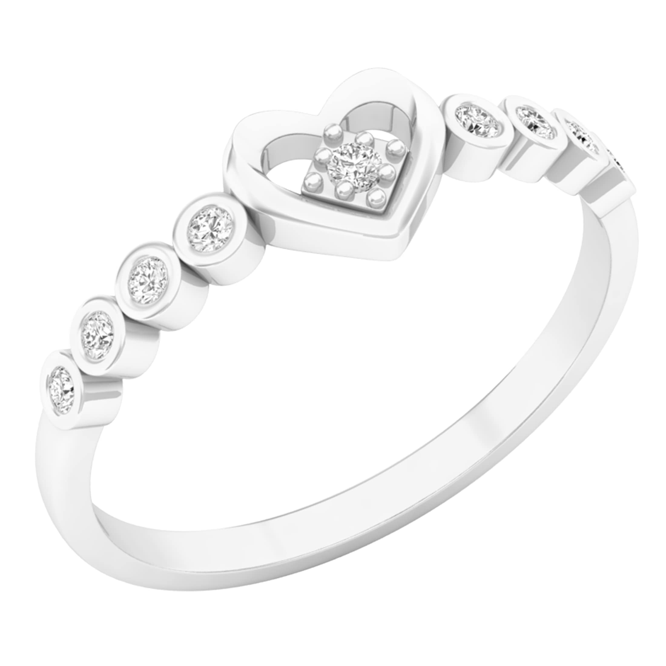 Dazzlingrock Collection 10K White Gold Women's Round Diamond Heart Ring 1/10 CTW - Elegant Jewelry for Valentine's Day, Anniversary & Special Occasions