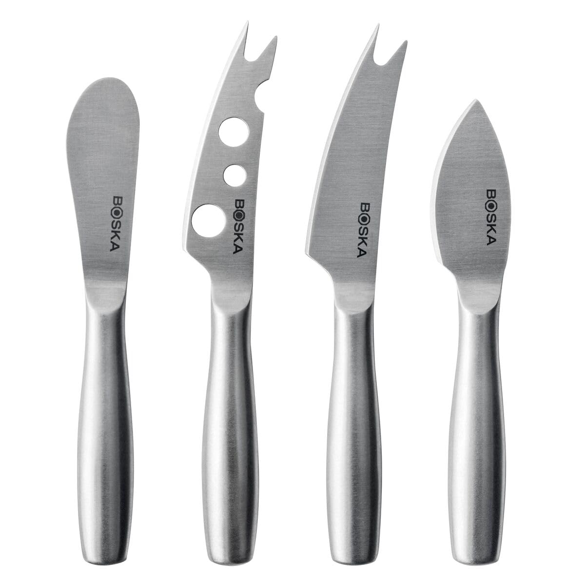 BOSKA Stainless Steel Cheese Knife Set - 4 Mini Copenhagen Knives for All Cheese Types - Silver Non-Stick Dishwasher Safe - Perfect for Kitchen Cooking, Cheese Boards & Entertaining