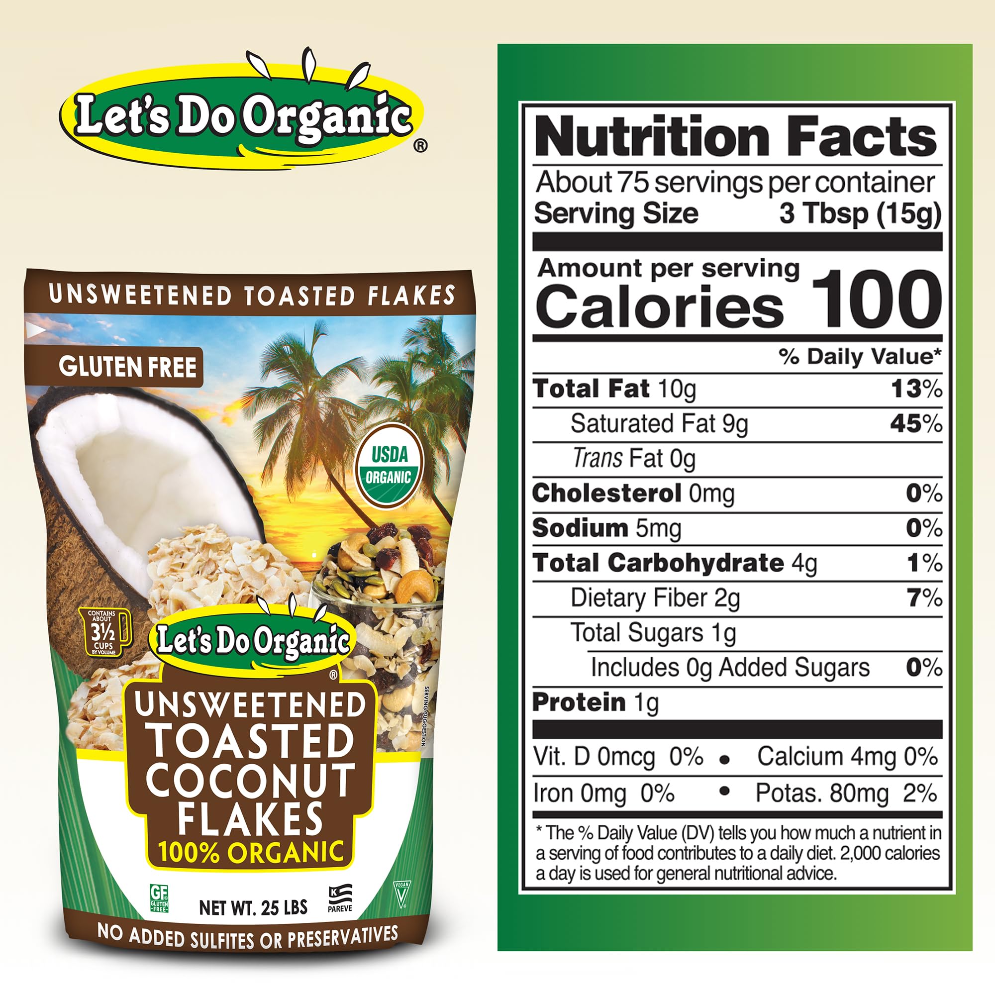 Organic Unsweetened Toasted Coconut Flakes by Edward & Sons Let's Do Organic - 25 lbs Bulk Pack | Perfect for Baking, Smoothies, and Healthy Snacks