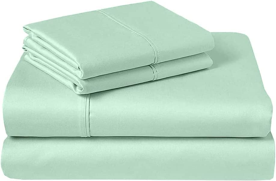 Premium Twin XL Sheet Set - 100% Cotton Breathable & Cooling Bed Sheets - 15 Inch Deep Pocket Fitted Sheet - Soft College Dorm Essentials (Pastel Mint) - Perfect for Hot Sleepers & Student Dorms