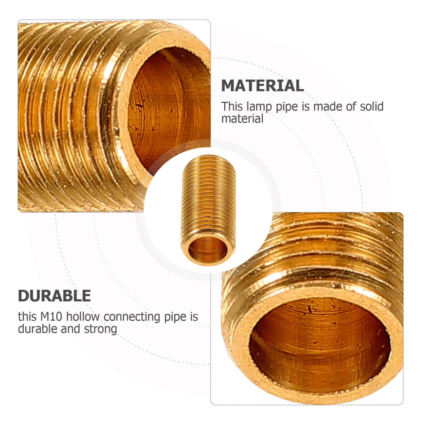 8PCS Brass Tube Lamp Nut Coupling Set - M10 Hollow Copper Fittings for Lamp Repair, Extension Rod Connector & Light Bulb Holder - DIY Lighting Fixture Repair Kit for Chandeliers, Pendant Lights & Table Lamps