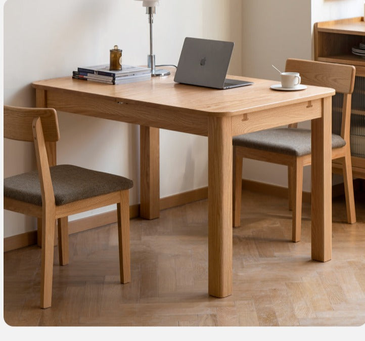 Solid Oak Wood Extendable Folding Dining Table - Expandable for Small Spaces, Perfect for Apartments & Family Gatherings