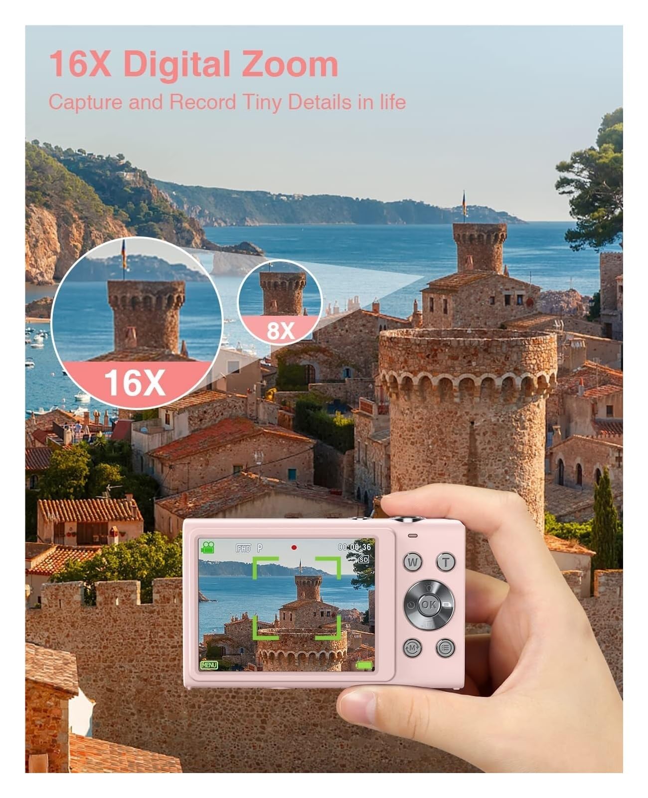 2.7K Digital Camera with Autofocus - 48MP HD Vlogging Camera for YouTube, Large Screen Camcorder for Kids & Adults, Perfect for Travel Photography, Blogging and Family Events (DC402AF-B1)