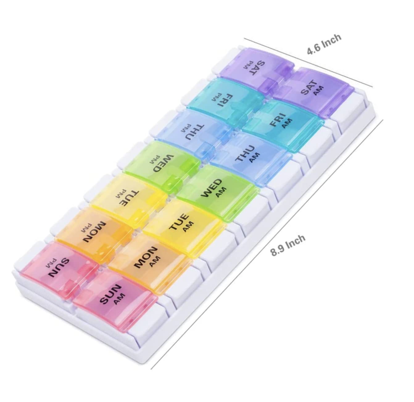 7-Day AM/PM Weekly Pill Organizer with Easy Push Button - Large Medicine Dispenser Case for Daily Vitamins & Medication (Perfect for Travel, Home, or Office Use)