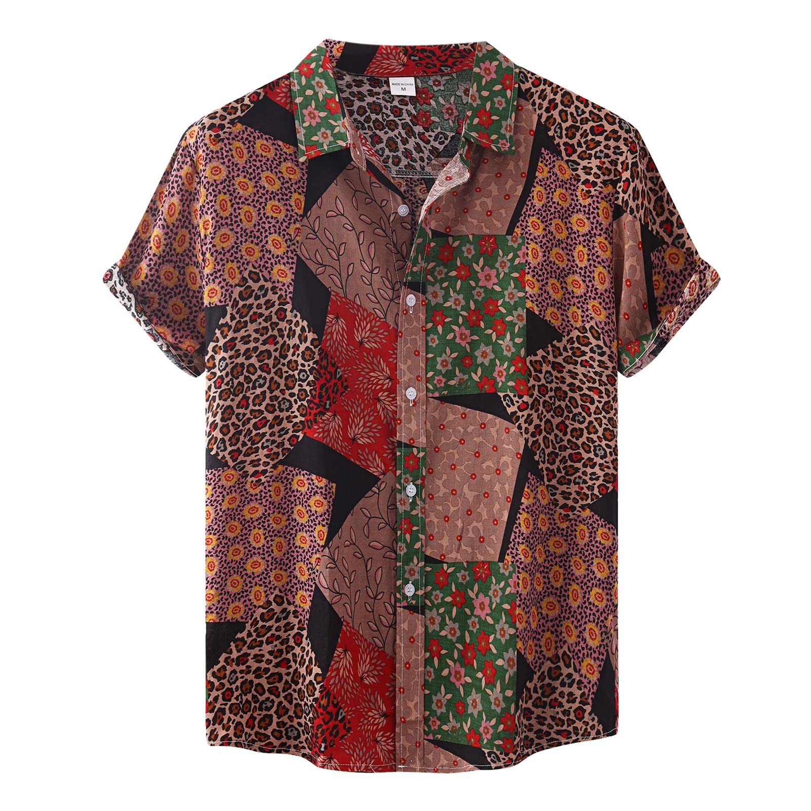 TTQVQ Men's Casual Short Sleeve Shirt - Lightweight Leopard Print Button Down Shirt for Summer, Business Casual & Outdoor Wear