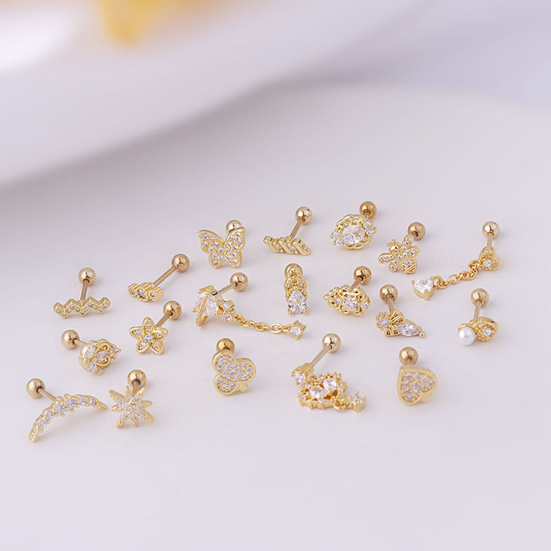20G Cartilage Tiny Bee Chain Dangle Earrings - Gold Plated Stainless Steel Body Jewelry for Tragus, Helix, and Cartilage Piercings | Perfect for Everyday Wear and Special Occasions