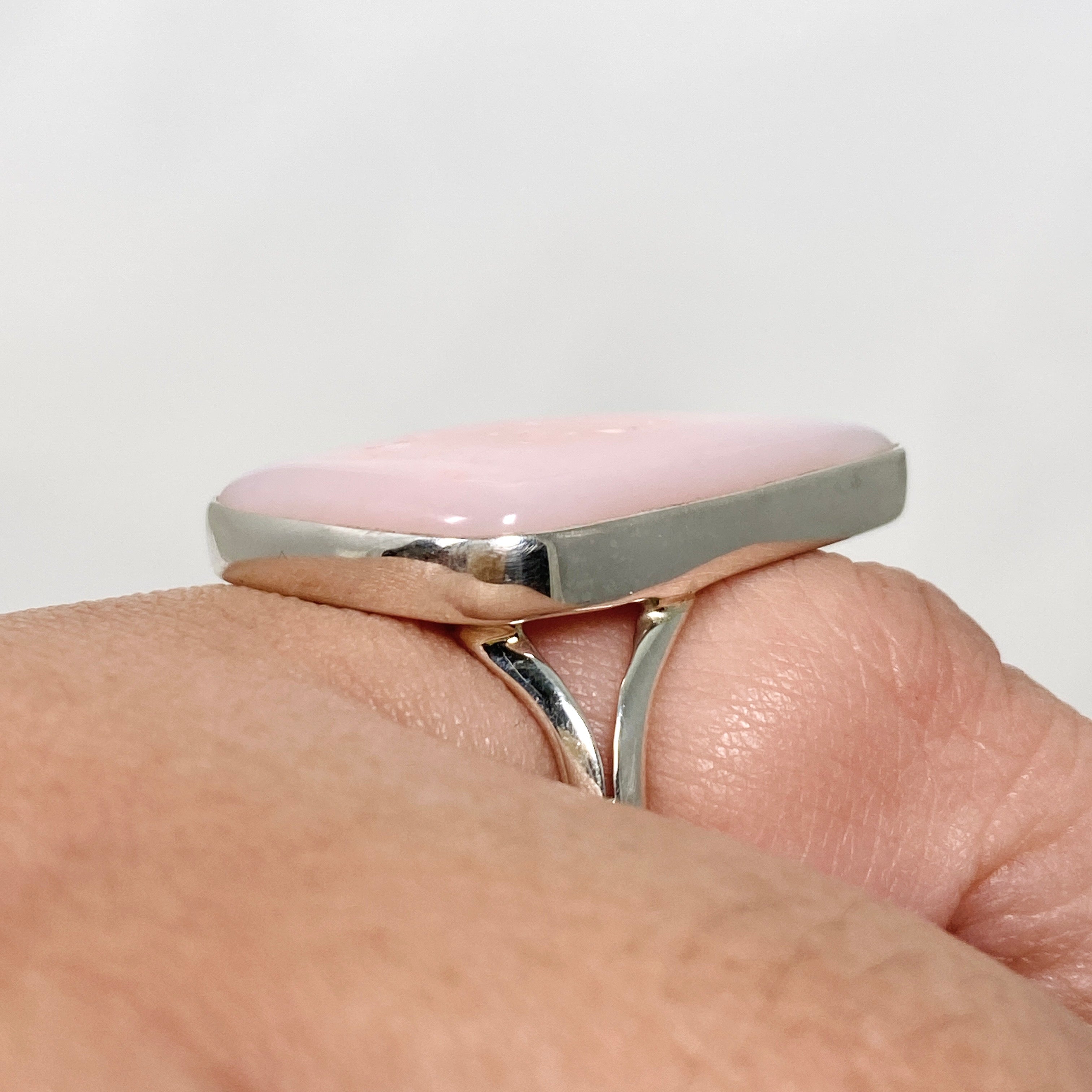 Pink Opal Freeform Cabochon Split Band Ring - Size 11 - KRGJ3309 - Perfect for Boho Jewelry, Wedding Accessories & Everyday Wear