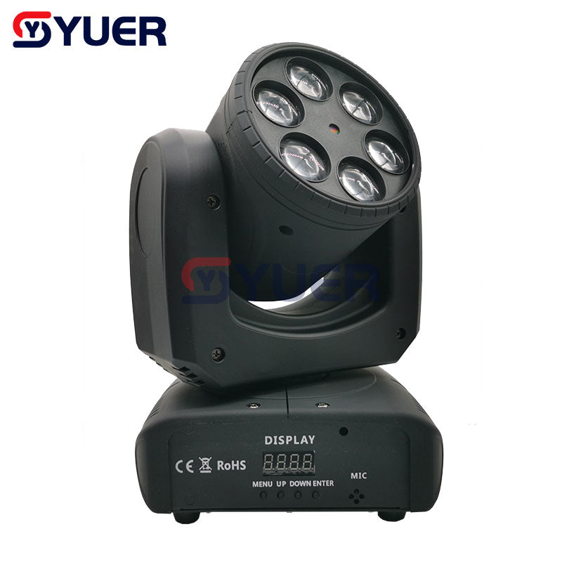 YUER™ 80W Mini RGBW 4-in-1 LED Moving Head Light with Laser - 6Pcs DMX512 Stage Lighting Kit for DJ, Disco, Party & Sound-Activated Light Show Effects