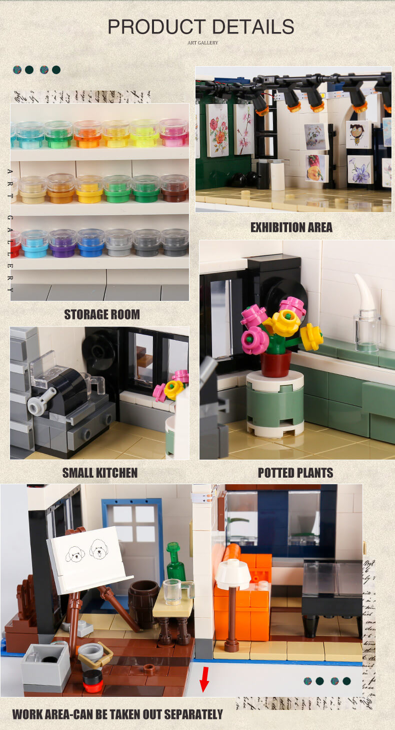 Mould King 16043 Art Gallery Showcase 3 Layer MOC Building Blocks Set - 3536 Pieces for Adults & Teens | Creative Display Model for Home Decor, Office Desk & Collector's Showcase