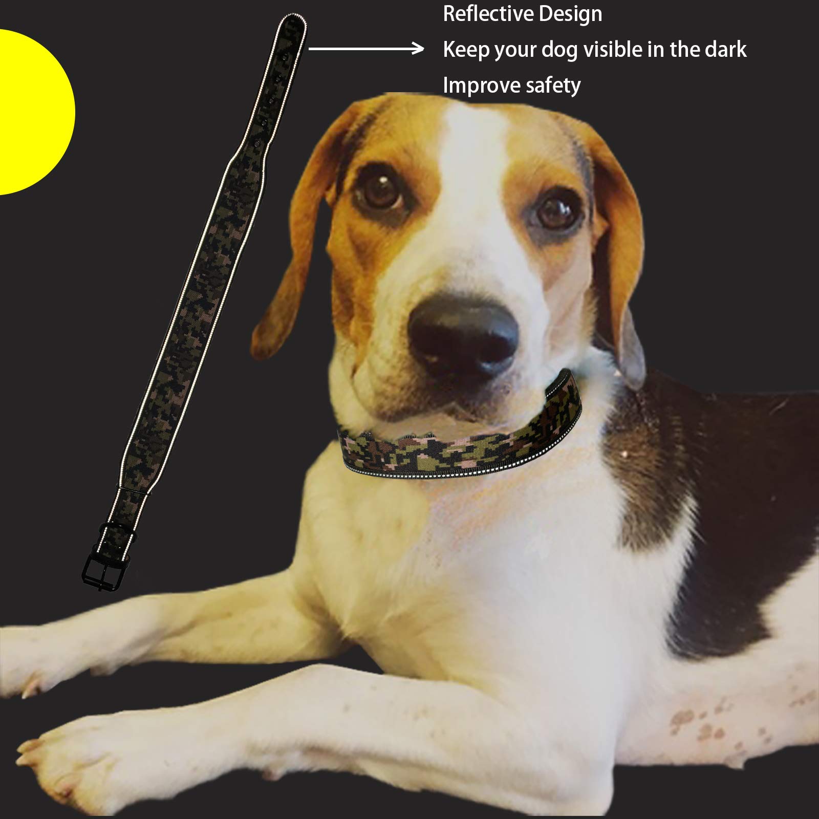 Reflective Adjustable Heavy Duty Padded Dog Collar with Soft Lining - 2
