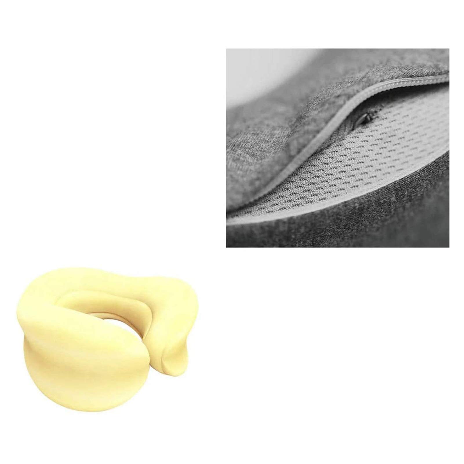 Memory Foam Travel Neck Pillow with Massage Modes - Soft Breathable Cotton Cover, Machine Washable U-Shaped Airplane Pillow (Gray) - Perfect for Long Flights, Road Trips & Office Naps