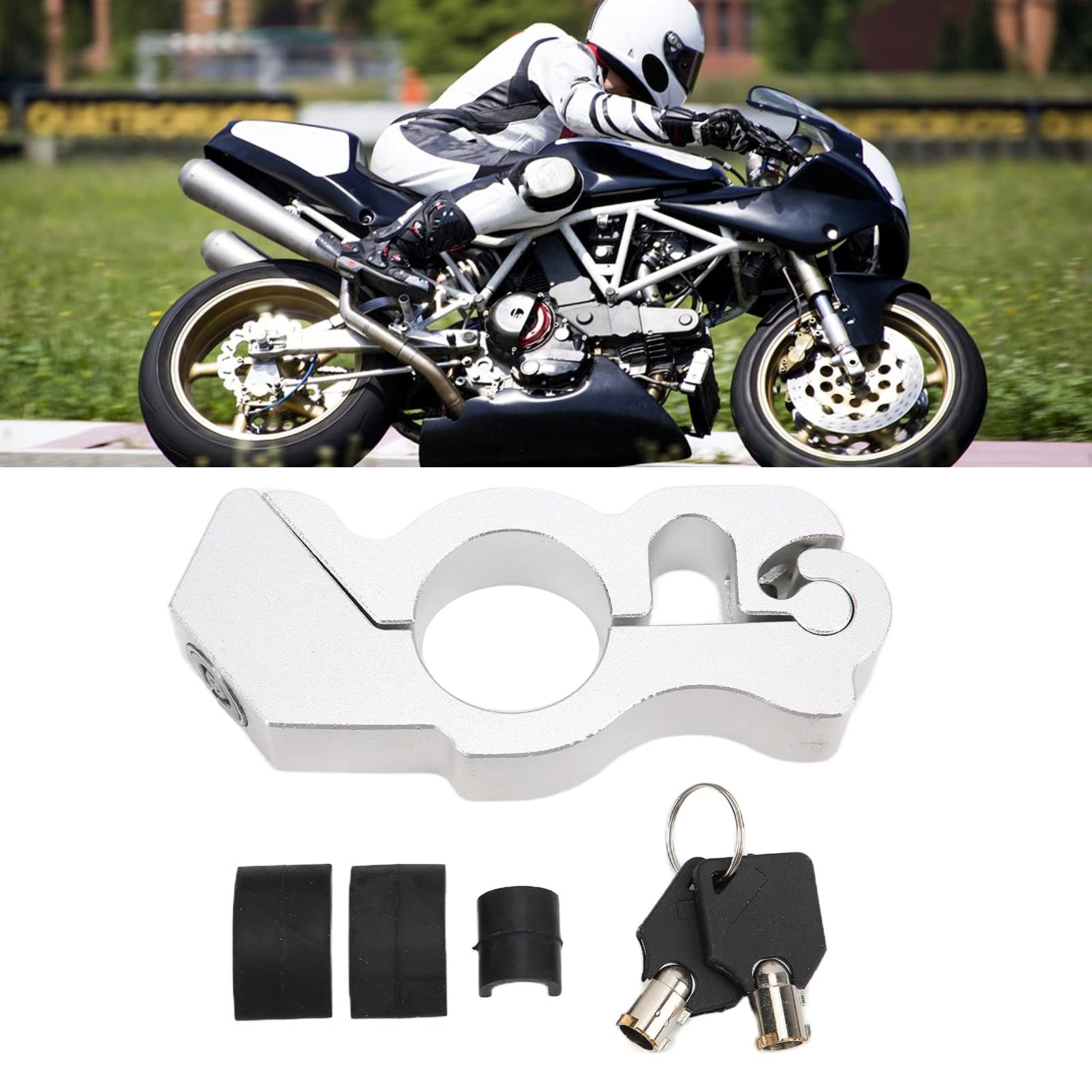 Aramox Universal Motorcycle Handlebar Grip Safety Lock - Anti-Theft Throttle Grip Lock for Scooters, ATVs, and Bikes - Secure Parking and Outdoor Use