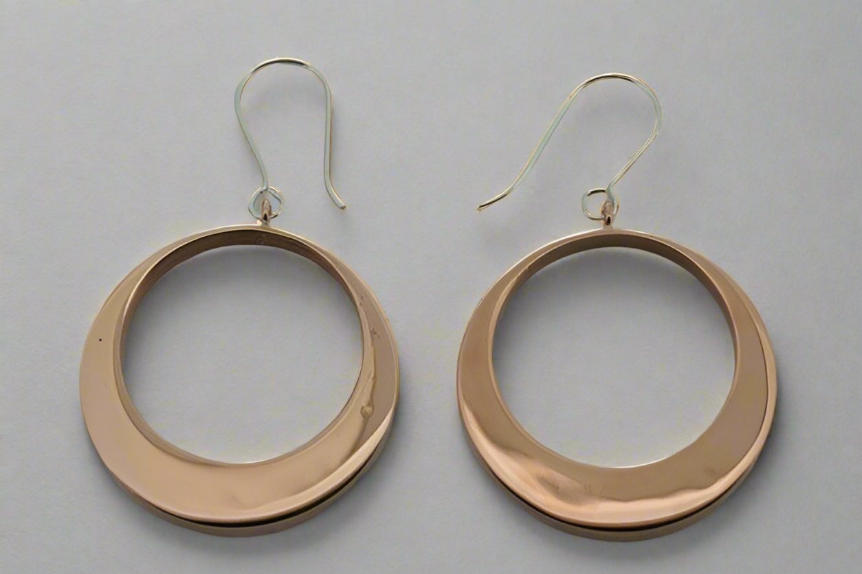 Handmade Copper Off-Center Circle Earrings for Women - Boho Chic Dangle Hoop Earrings - Perfect for Casual Wear, Parties & Gifts