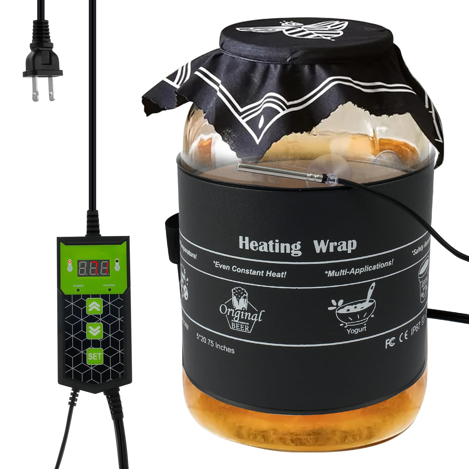 Premium Kombucha Heating Pad - 5.5×20.8in Waterproof Fermentation Heater Wrap with Precise Temperature Control for Kombucha Jars & Home Brewing - Perfect for Kombucha, Yogurt, Mead, and DIY Fermentation Projects