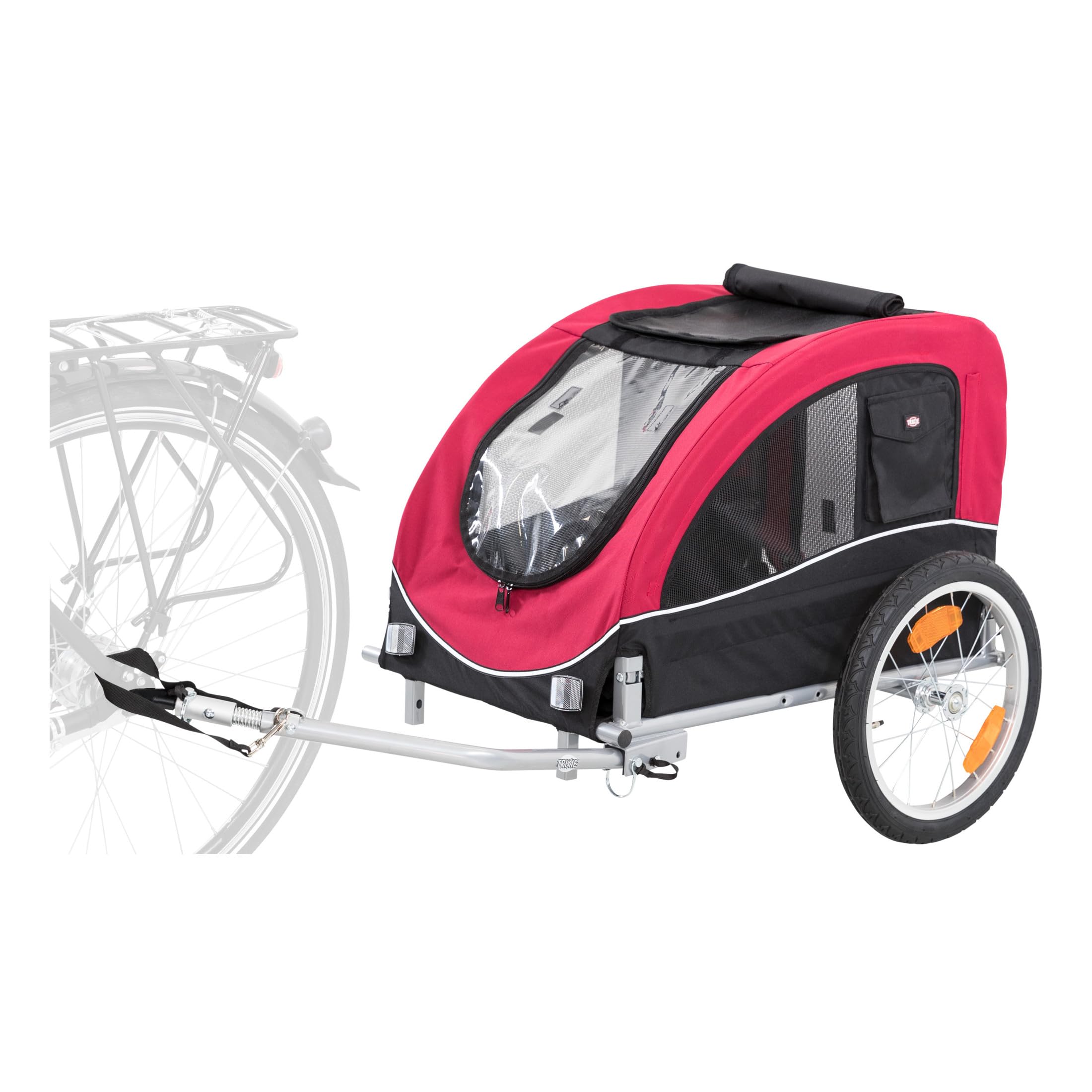 TRIXIE Convertible Dog Bike Trailer & Pet Stroller for Medium Dogs up to 66 lbs - Quick Setup Foldable Design - Red - Perfect for Cycling, Jogging & Outdoor Adventures with Your Pet