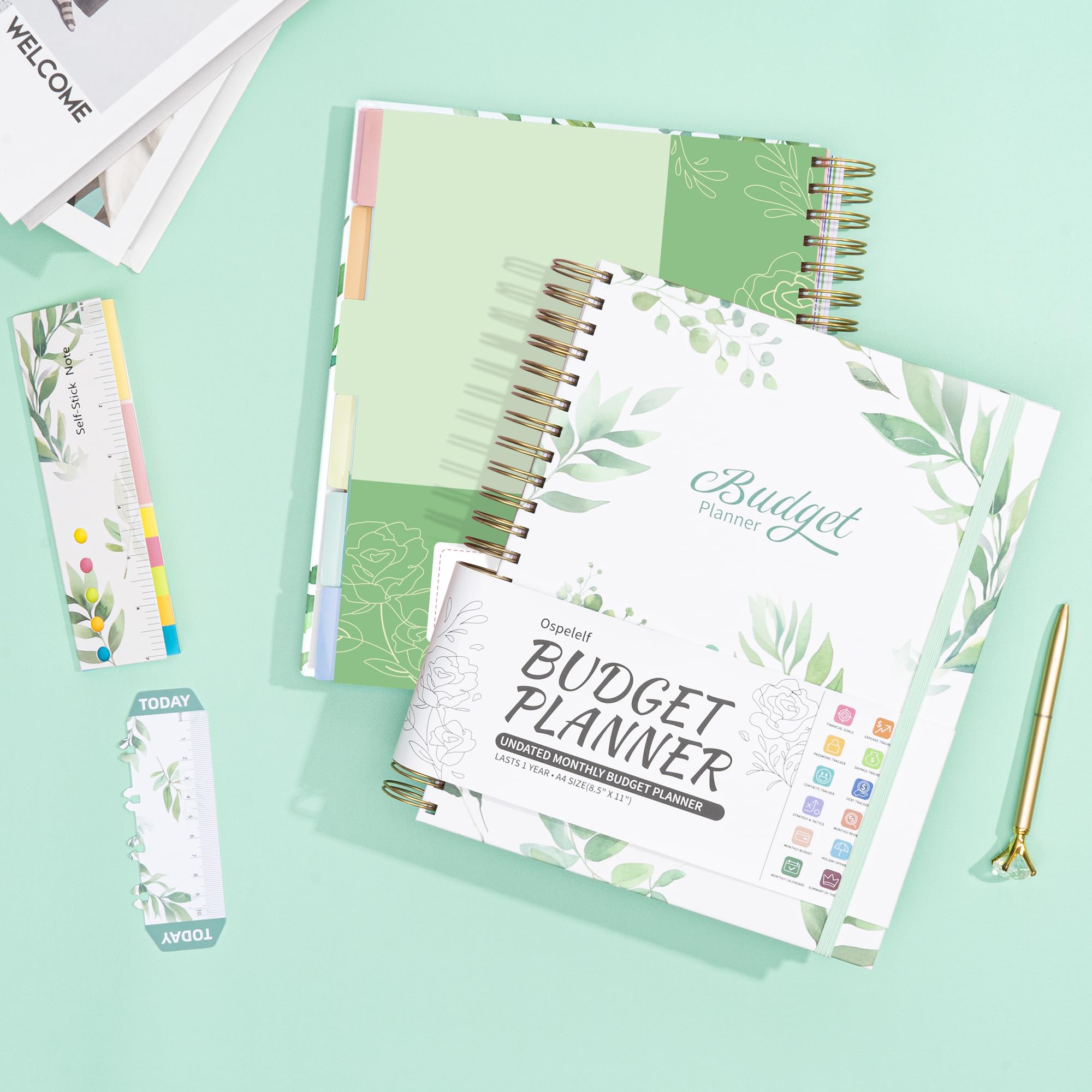 Ospelelf 2025 Budget Planner - Spiral Monthly Bill Organizer with Stickers, 8.5 x 11