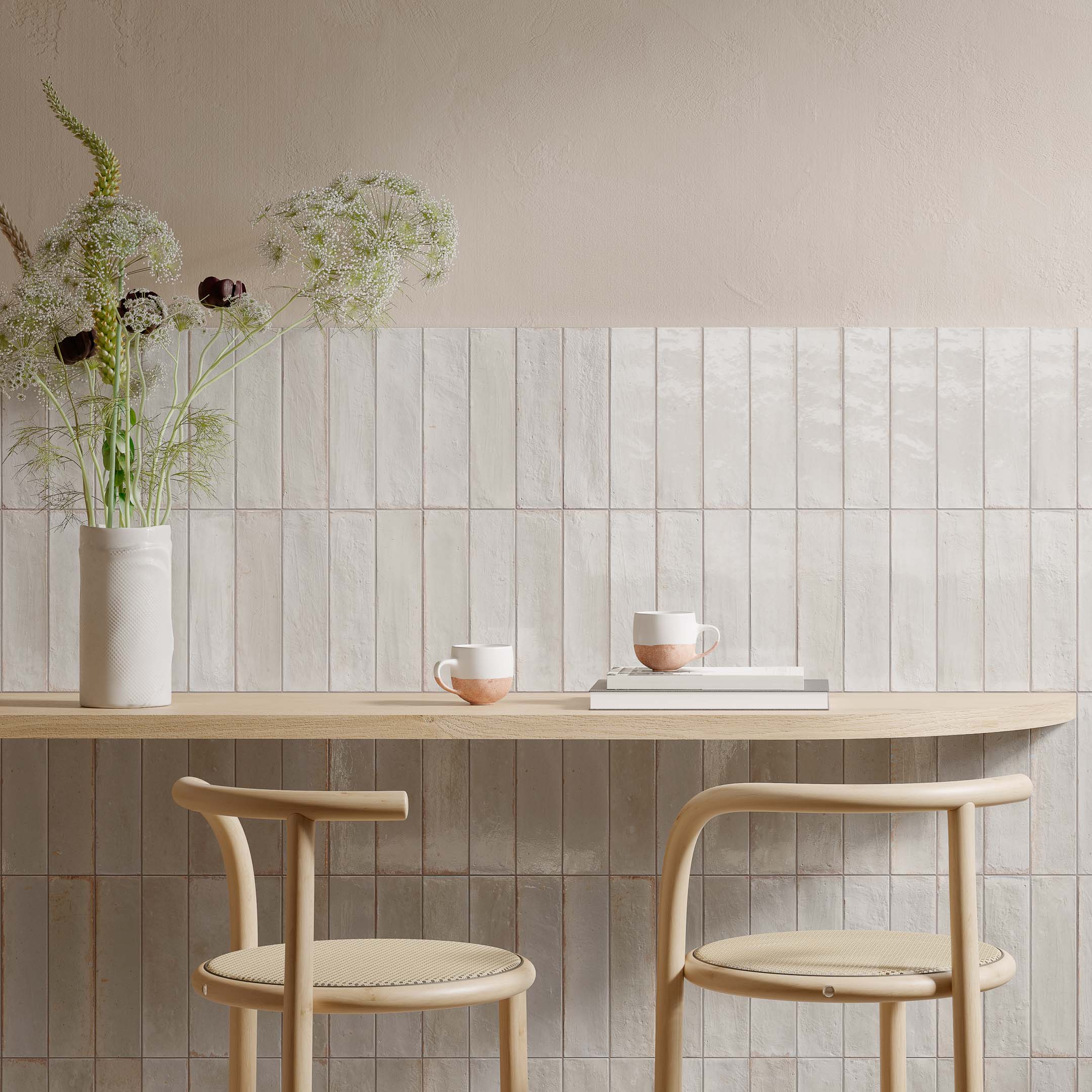 Magnolia Zellige Subway Tiles - Handmade Ceramic Wall & Backsplash Tiles for Kitchen, Bathroom, and Shower Decor