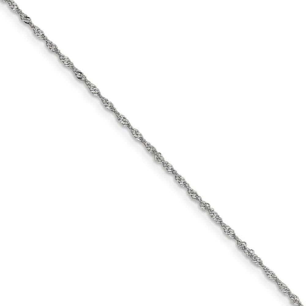 The Black Bow 1.1mm 14k White Gold D/C Singapore Chain Necklace – Elegant Gift for Weddings & Anniversaries