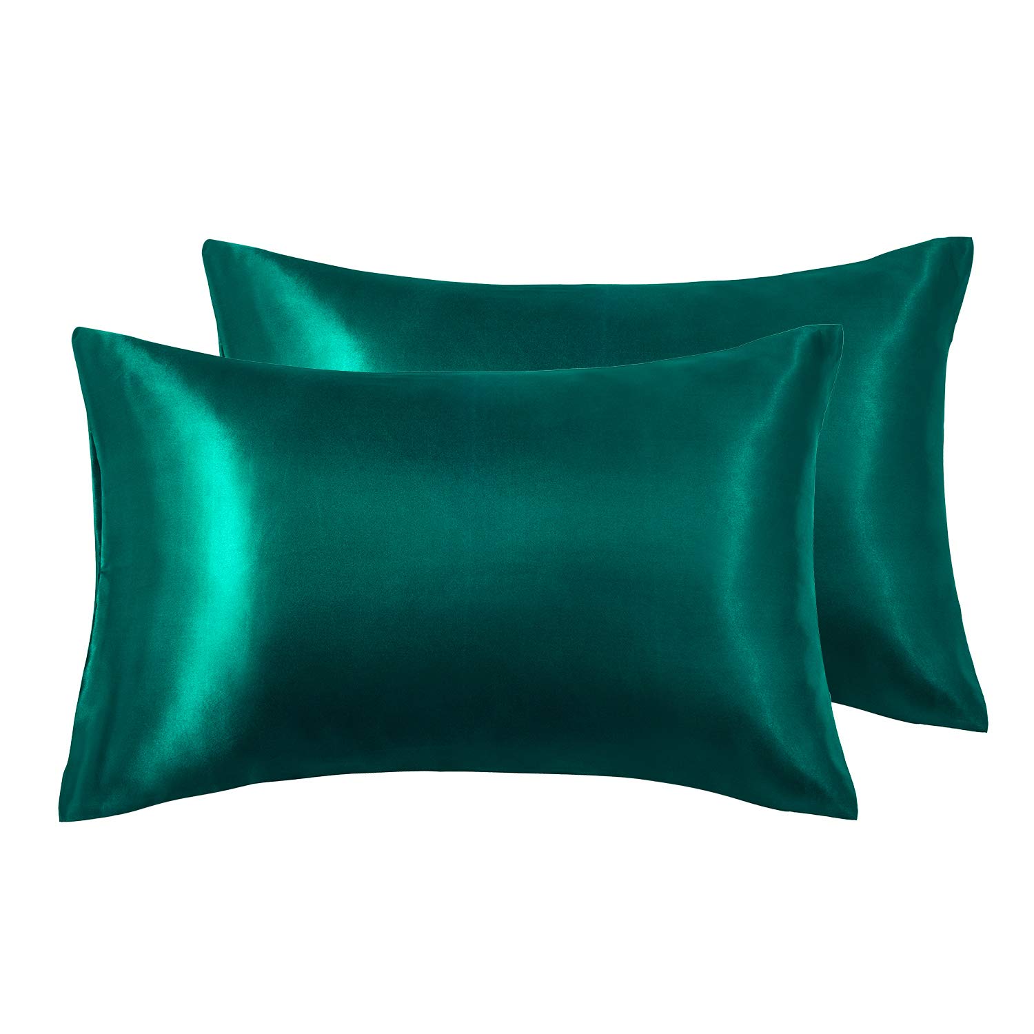 Luxury Silk Satin Pillowcase Set of 2 (Dark Green, 20x40 Inches) - Cooling King Size Pillow Covers for Hair & Skin Care with Envelope Closure - Perfect for Bedroom, Travel & Gift Giving
