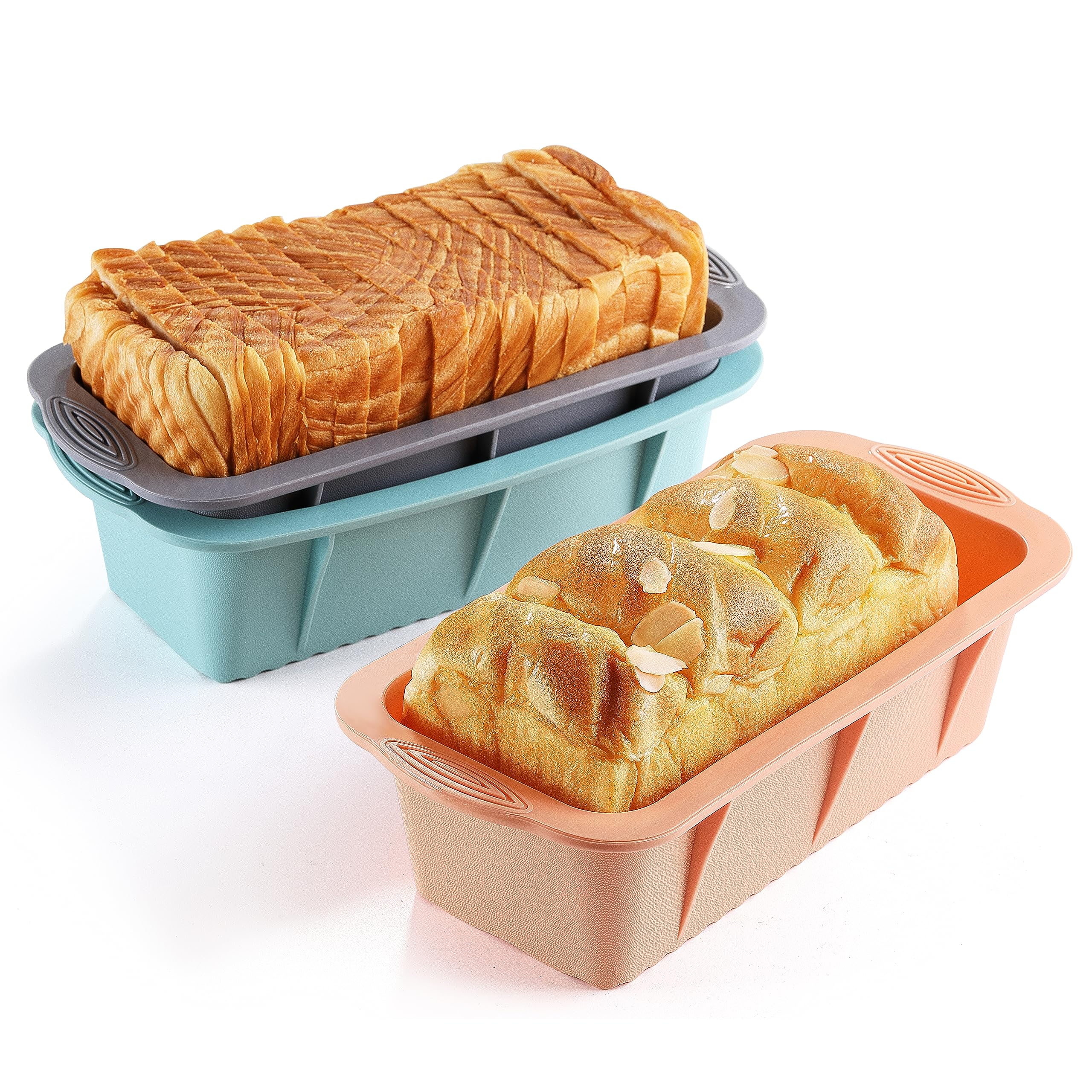3PCS Silicone Bread Loaf Pan Set - Non-Stick Baking Pans for Homemade Bread, Cakes & Brownies - Easy Release & Dishwasher Safe - Nesting Design (3 Colors) - Perfect for Kitchen, Holiday Baking & Gift Giving