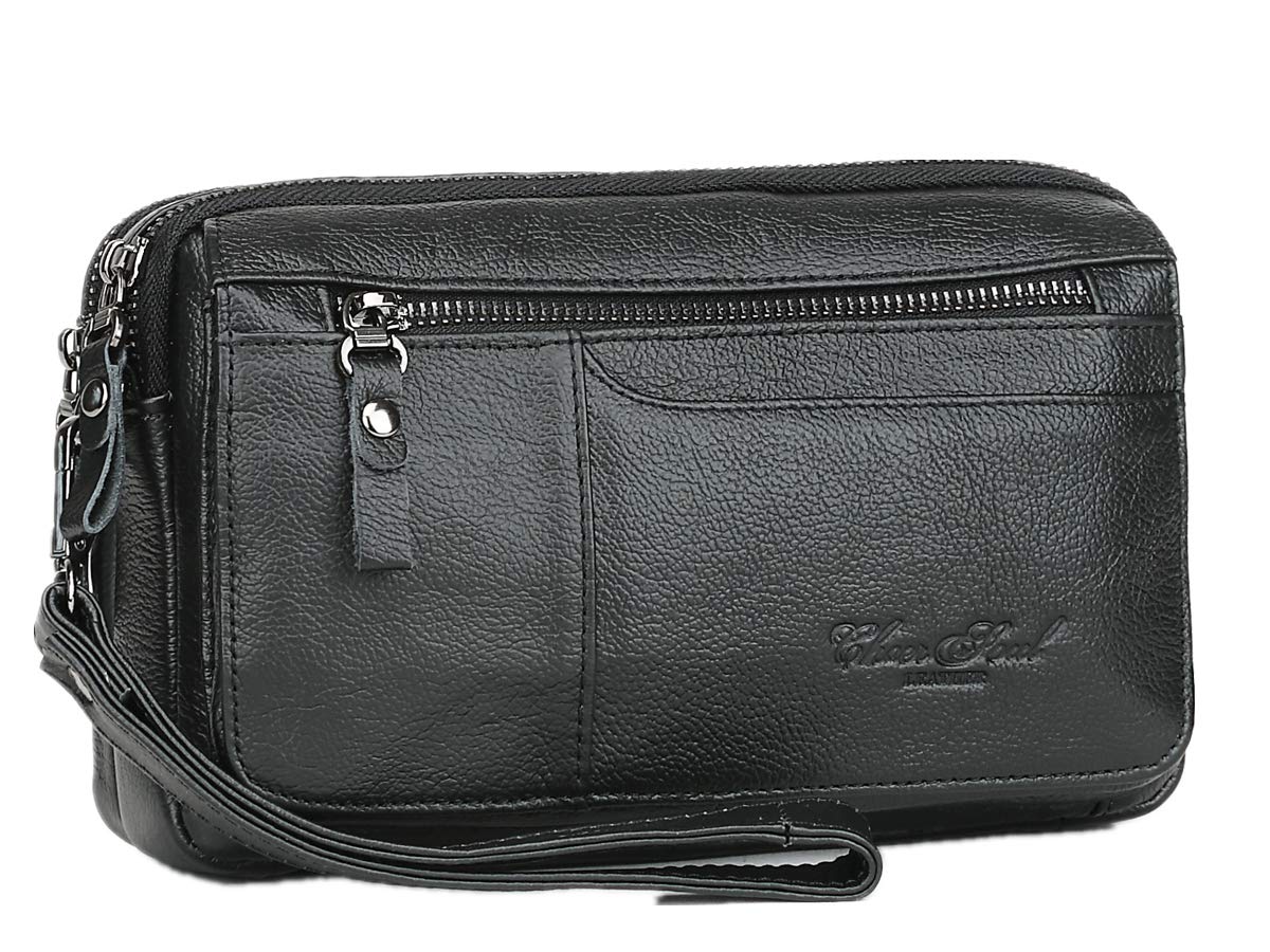 Men's Genuine Leather Clutch Wallet - Slim Business Organizer with Phone Holder & Wrist Strap | Perfect for Office, Travel & Night Out Accessories