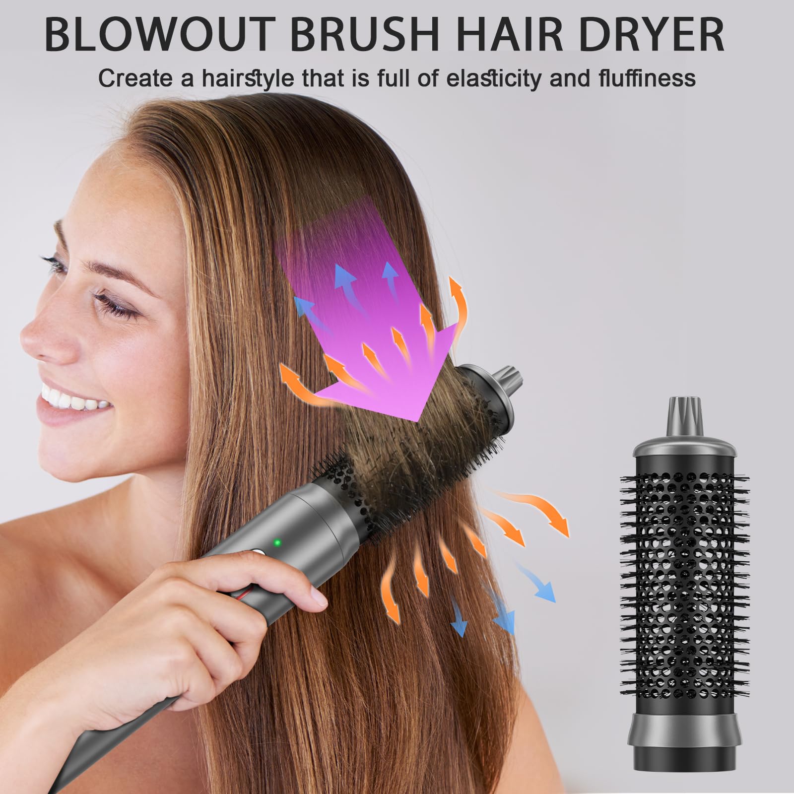 AOMEES Professional 6-in-1 Hot Air Styler & Hair Dryer Brush - Ionic Hair Dryer, Volumizer, Straightener & Curler for Heat-Free Styling | Salon Quality Blowout at Home for Smooth, Shiny Hair