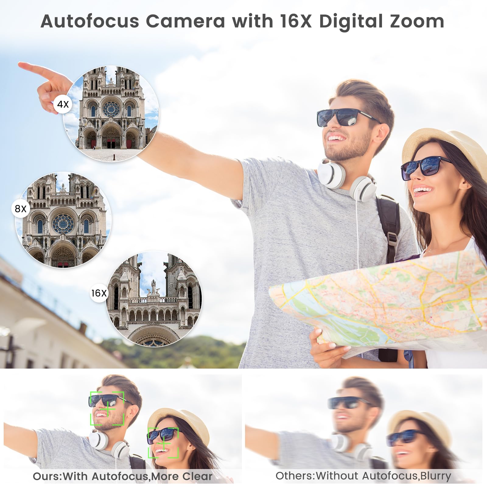 8K Digital Camera for Photography & Vlogging - 16X Zoom WiFi Touchscreen Camera with Autofocus, 3000mAh Battery, Dual Lens, 32GB TF Card - Perfect for YouTube Content Creation, Travel Vlogging & Professional Photography (Black)