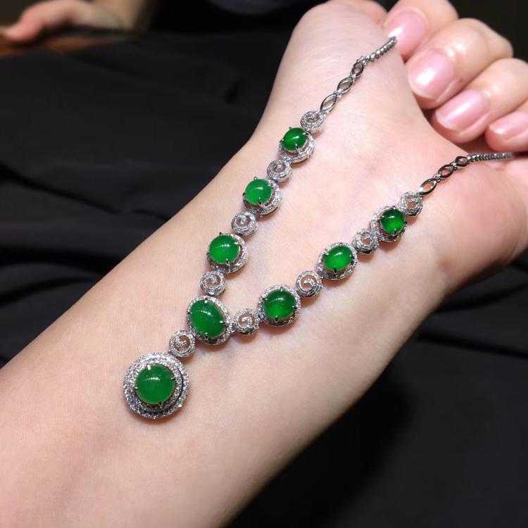 Natural Jade Necklace for Women - Elegant Jadeite Pendant with Sterling Silver Chain NNE076 - Perfect for Weddings, Parties & Everyday Wear