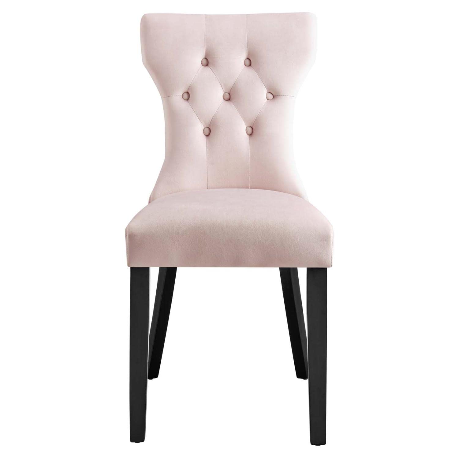 Modway Silhouette Velvet Dining Chairs - Set of 2, Pink Upholstered Modern Kitchen Chairs with Metal Legs (EEI-5014-PNK) - Perfect for Dining Room, Breakfast Nook & Small Space Decor