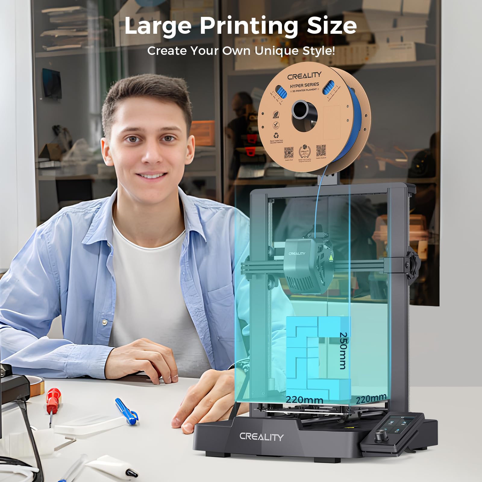 Creality Ender 3 V3 SE 3D Printer - 250mm/s High Speed Printing, Auto Leveling, Direct Drive Extruder | Perfect for Home DIY, Prototyping & Hobby Projects (8.66x8.66x9.84 inch)