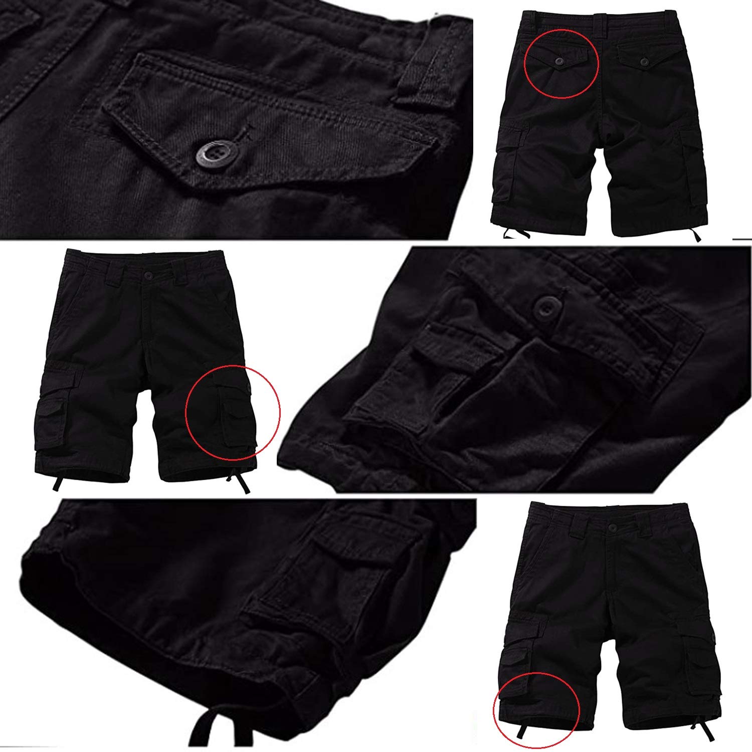 Men's Casual Cargo Shorts - Cotton Solid Outdoor Walking & Combat Shorts for Hiking, Travel & Everyday Wear