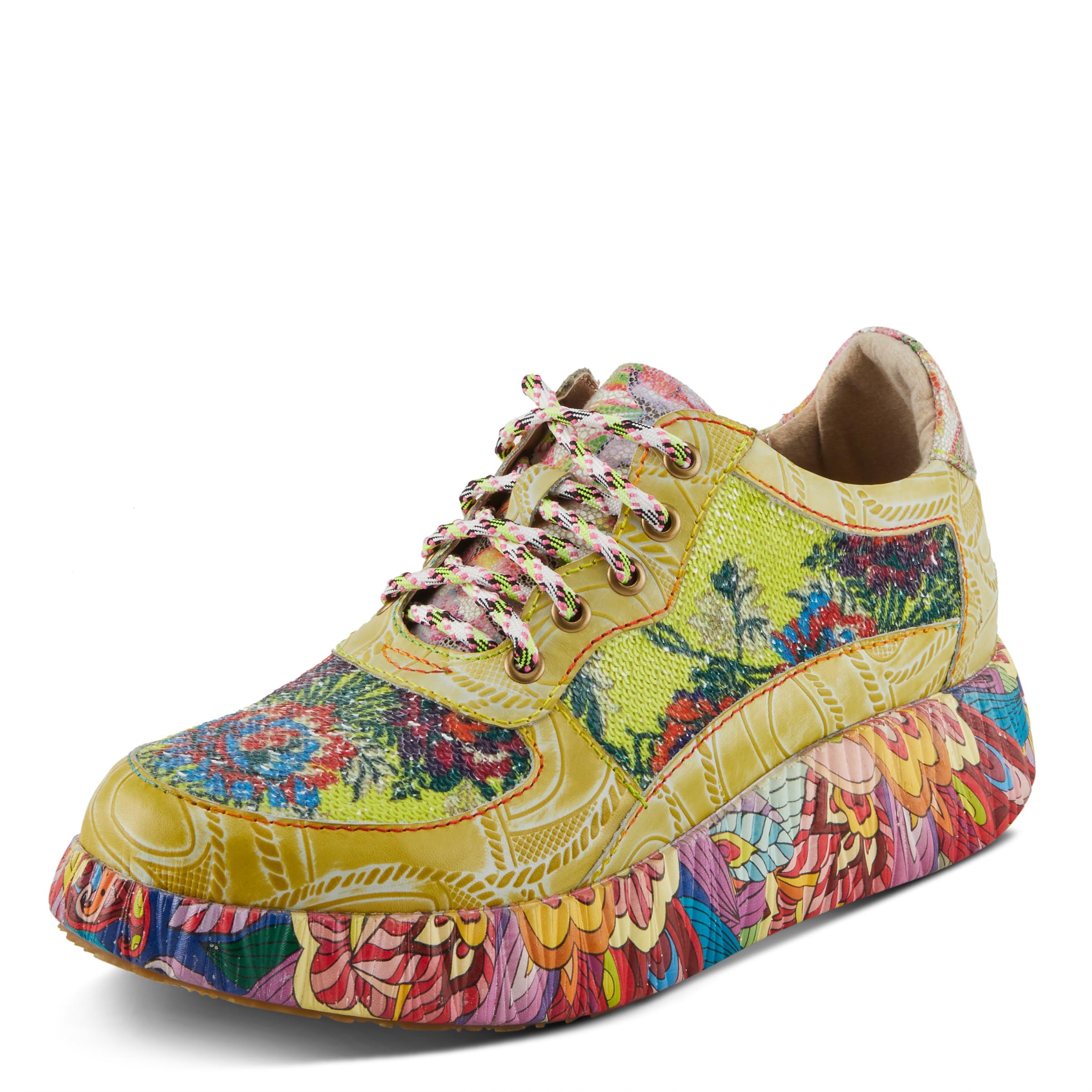 Spring Step L'Artiste Women's CAFFEY Multicolor Fashion Sneakers - Trendy Comfortable Walking Shoes for Women, Unique Energetic Patterns | Perfect for Casual Outfits, Work & Daily Wear