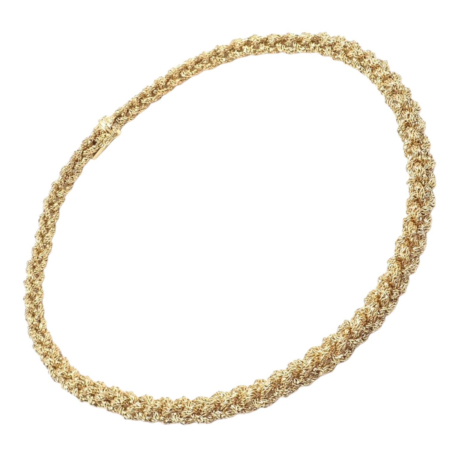 Authentic Vintage Tiffany & Co 18k Yellow Gold Basketweave Link Chain Necklace - Perfect for Elegant Evening Wear & Special Occasions