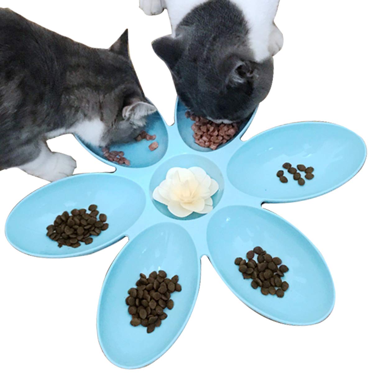 2 Pack Cat Bowls Set - Double Feeding Dish for Food & Water, 6-Meal Kitten Feeder with Multiple Compartments | Perfect for Multi-Cat Households, Kittens & Weaning | Durable Pet Dining Solution for Home or Travel