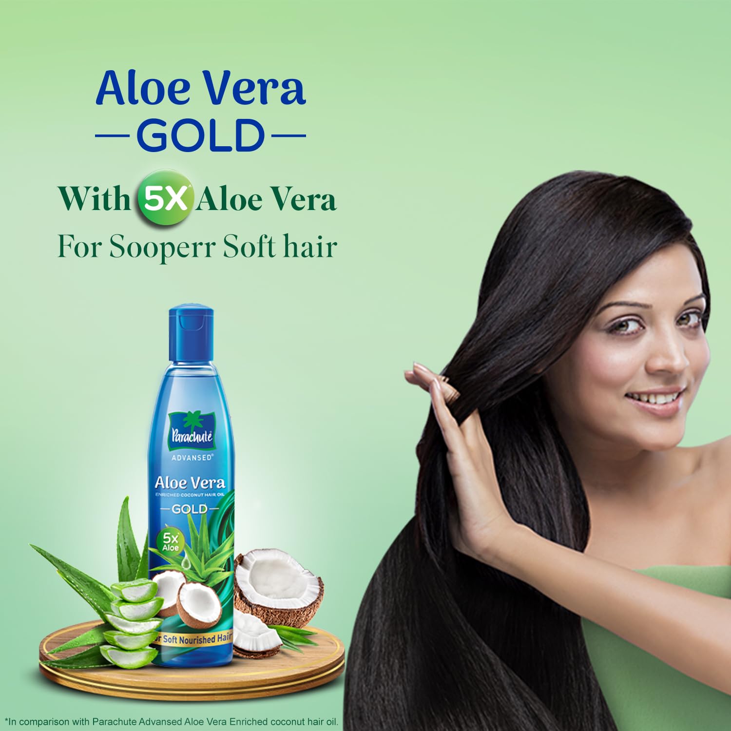 Parachute Advanced Aloe Vera Enriched Coconut Hair Oil with 5X Aloe Vera Extract | 400ml Deep Conditioning Treatment for Super Soft, Shiny Hair | Perfect for Dry, Damaged Hair Care & Scalp Nourishment | Great for Daily Use, Hair Massage & Styling