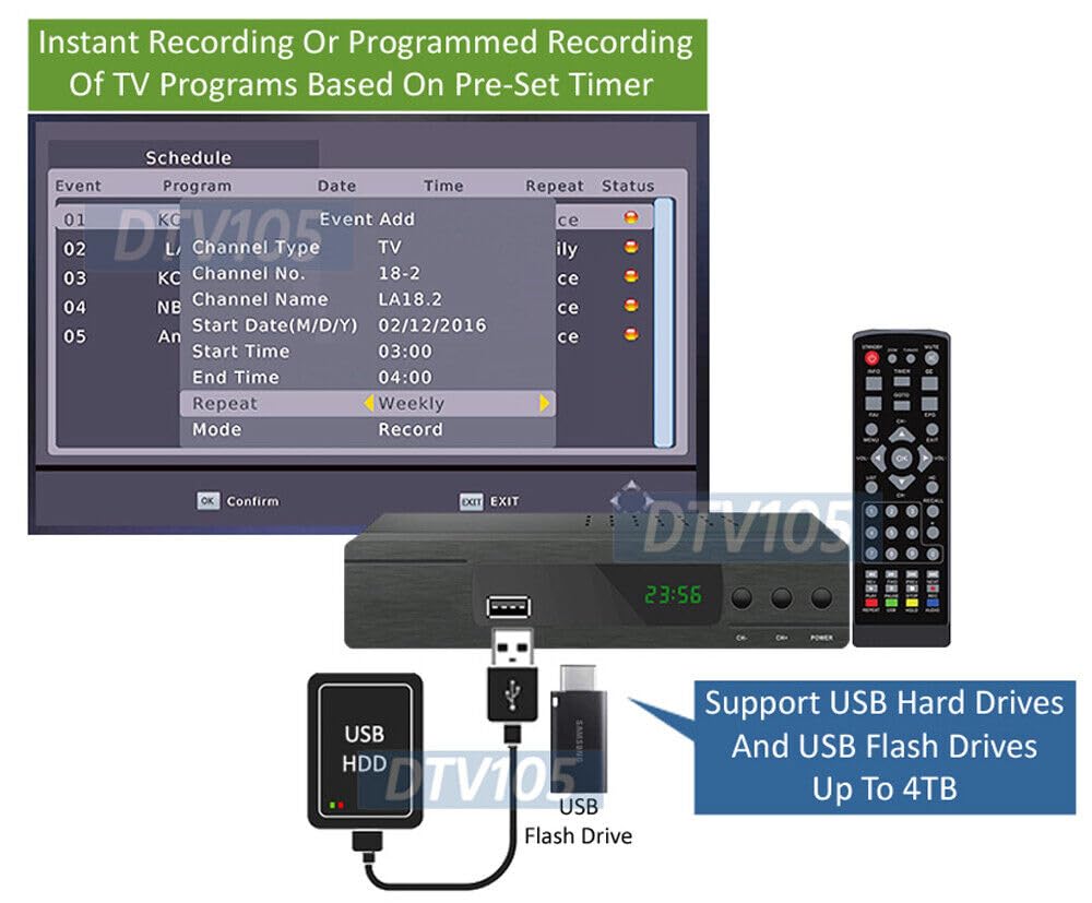Best Digital ATSC TV Converter Box for Over-The-Air Antenna Channels - HD DVR with Timer Recording & Time Shifting Function - Perfect for Cord-Cutters, RV Travel, and Home Entertainment Systems