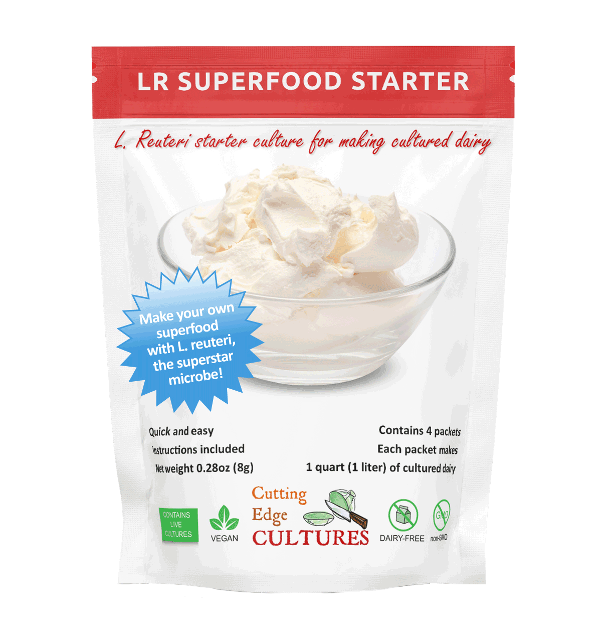 Lactobacillus Reuteri Probiotic Starter Culture - LR Superfood for Gut Health & Digestion | Perfect for Yogurt, Kefir & Fermented Foods