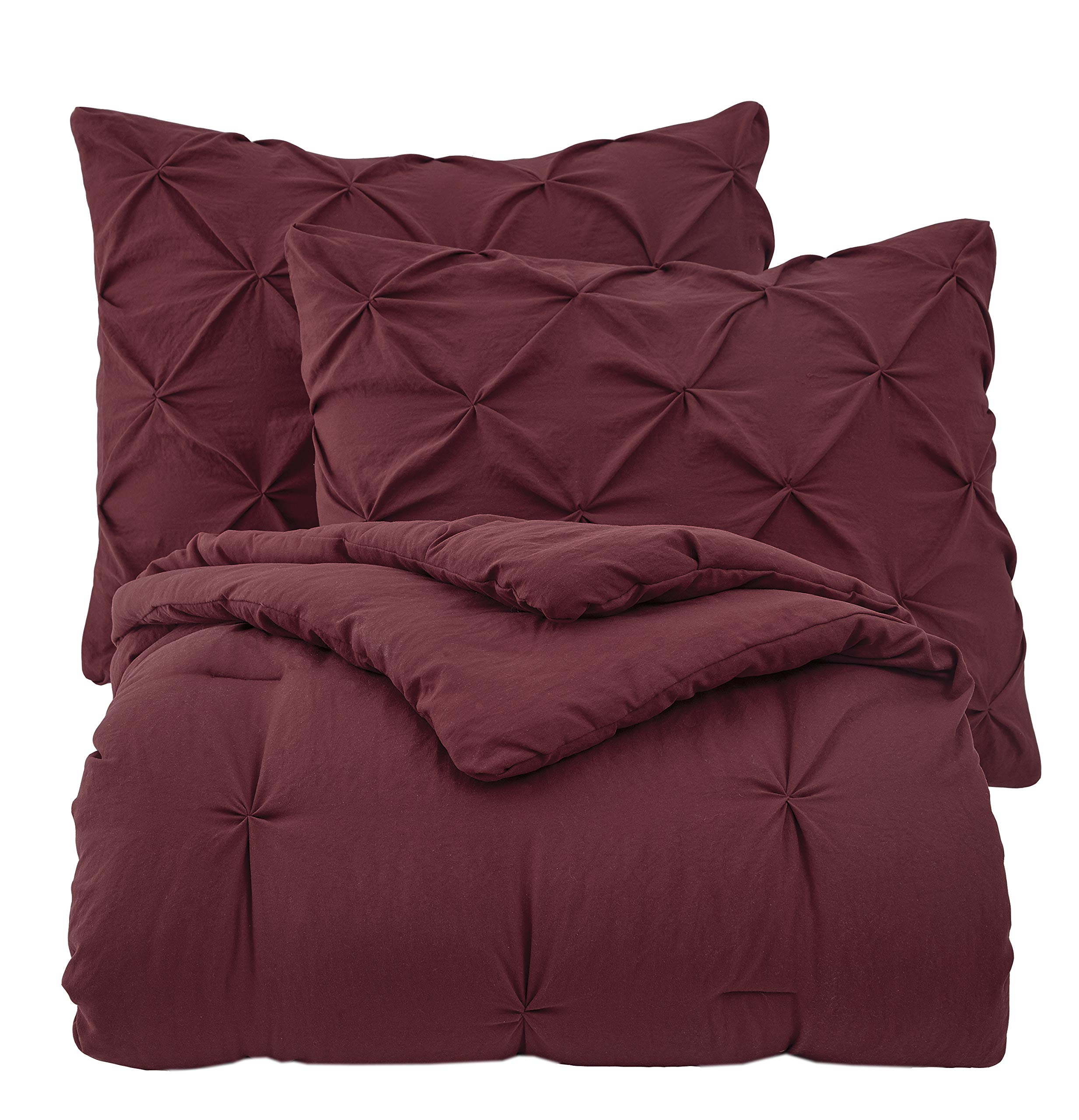 Premium Soft Cotton Comforter Set - All Season Goose Down Alternative Pinch Pleat Duvet Insert | 500 GSM Fill Power | Ultra Soft Oversized Queen (Burgundy) | Perfect for Bedroom Decor, Guest Rooms & Cozy Nights