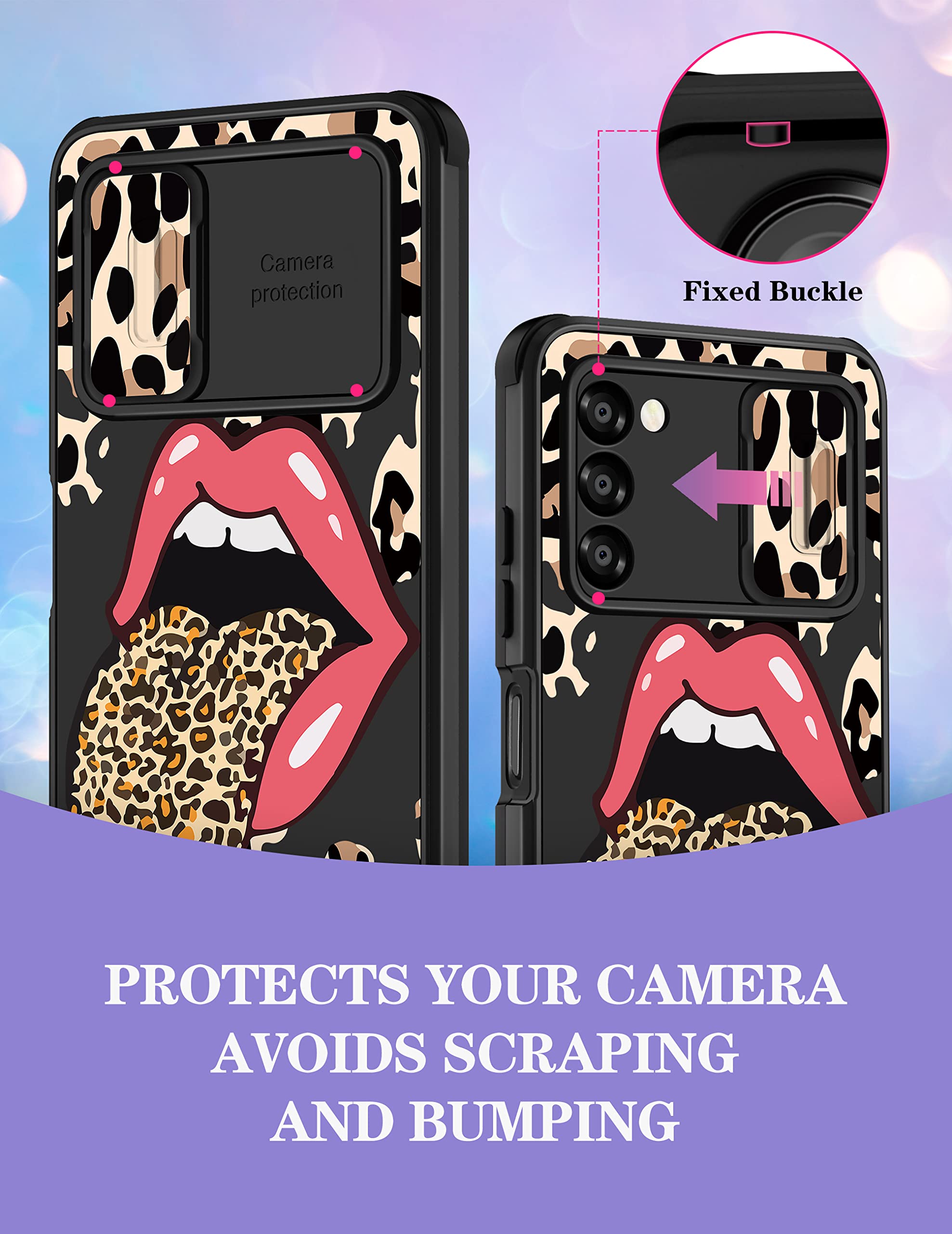 Goocrux Samsung Galaxy A03S Case - Cute Cheetah Print Phone Cover with Slide Camera Cover | Animal Design Protective Case for Women & Girls | Fashionable 6.5