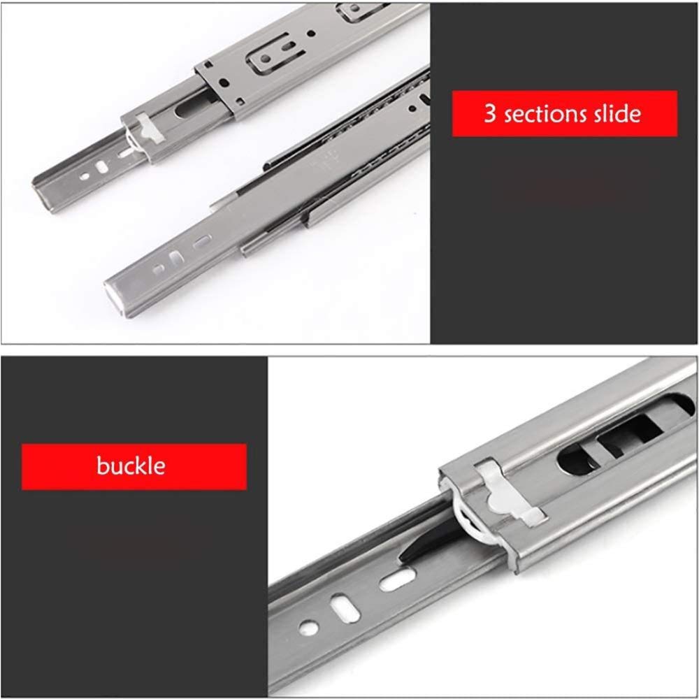 Stainless Steel 3-Section Drawer Slides with Soft Close Buffer - 20 Inch Pair for Furniture & Cabinet Hardware | Smooth Gliding Drawer Runners for Kitchen Cabinets, Dressers, Office Storage