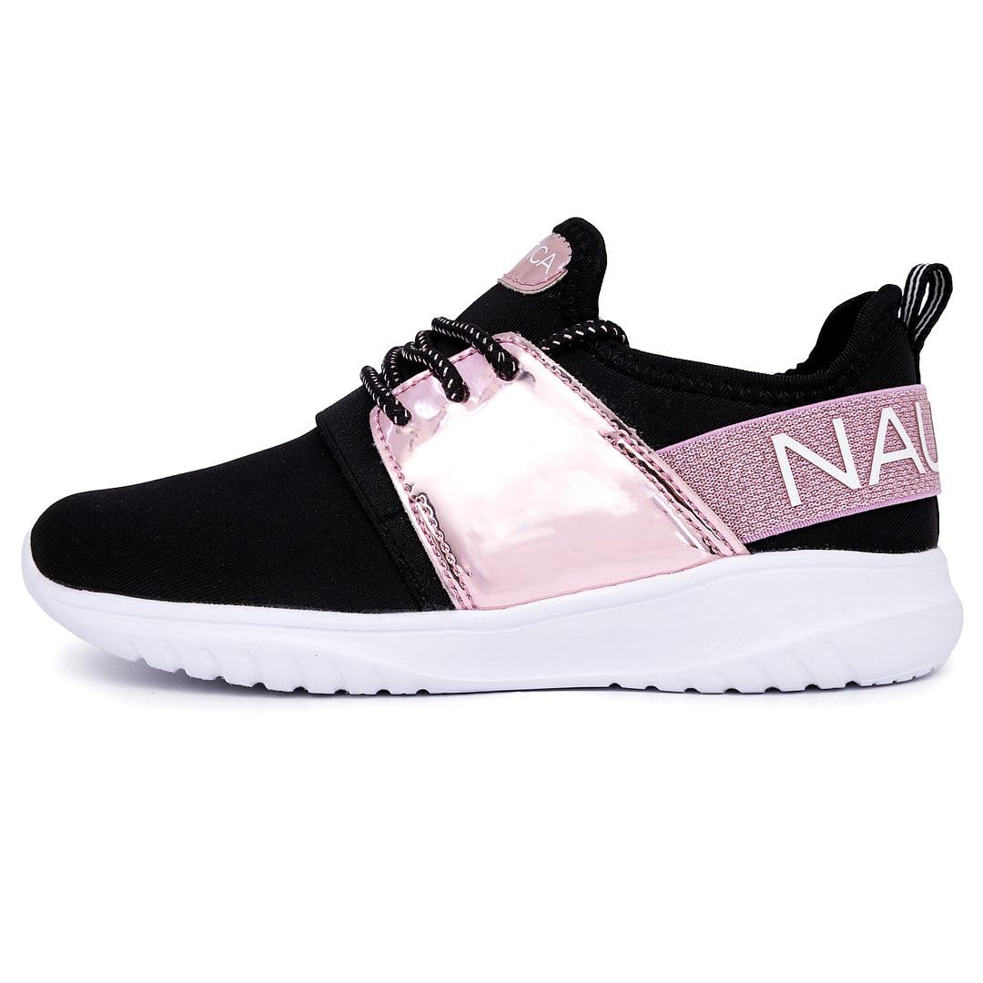 Nautica Kids Girls Metallic Fashion Sneakers - Lightweight Athletic Running Shoes for Toddler, Little & Big Kids | Lace-Up Design for School, Play & Everyday Wear