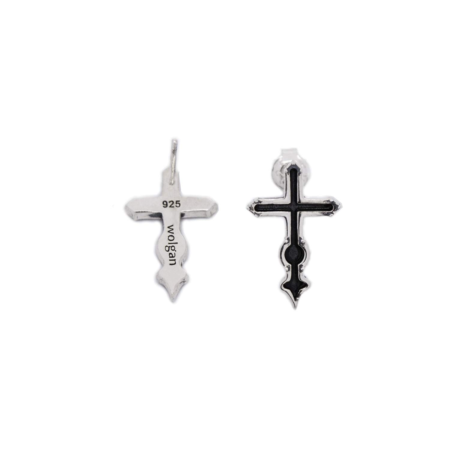 WOLGEN Cross Silver-Burnished Sterling Silver Stud Earrings for Women - Hypoallergenic & Tarnish-Resistant - Perfect for Everyday Wear, Gifts & Special Occasions