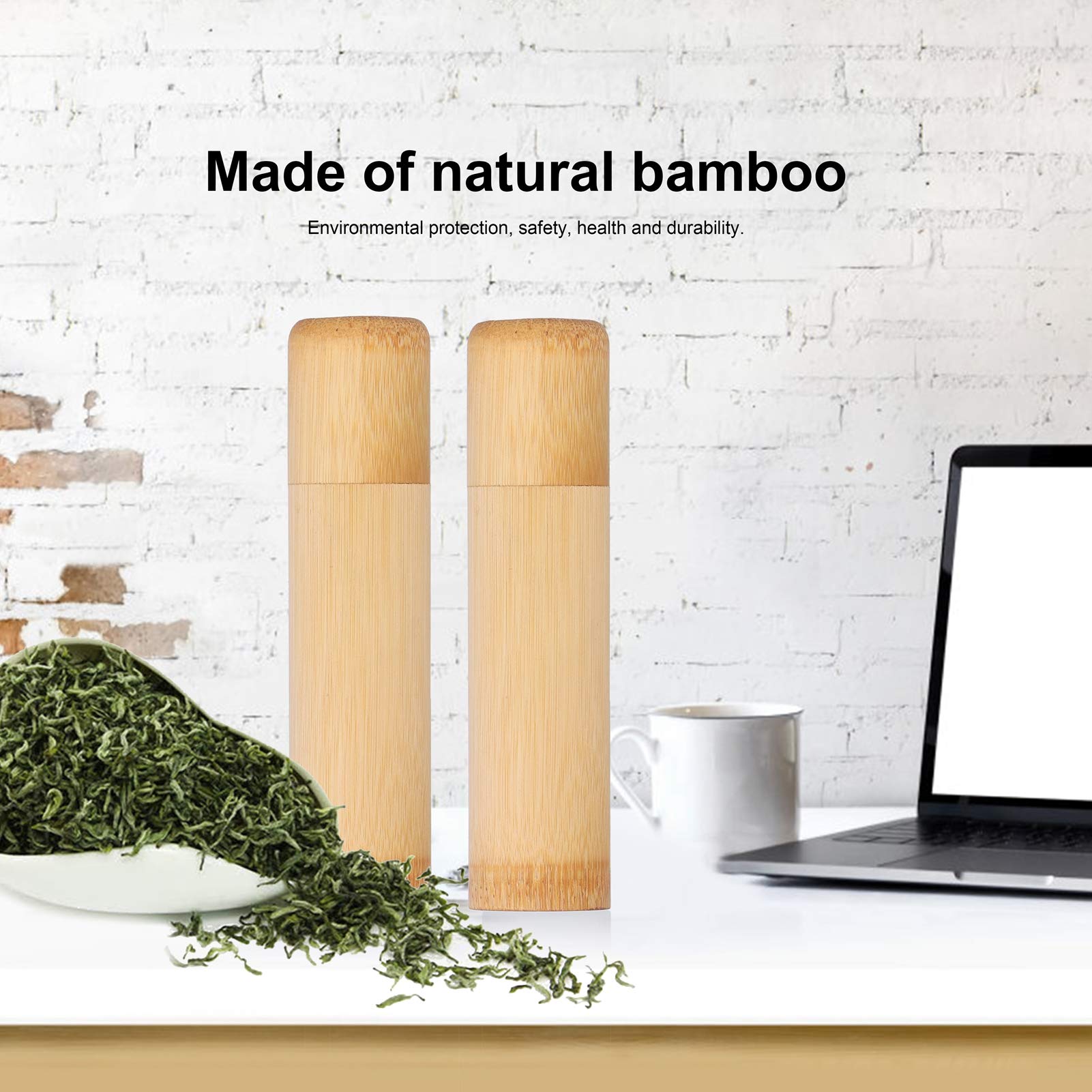 Premium Bamboo Tea Storage Box Set - 2-Piece Eco-Friendly Bamboo Tea Canisters & Incense Holder - Durable Spice & Coffee Bean Containers for Kitchen, Pantry, or Tea Ceremony Use