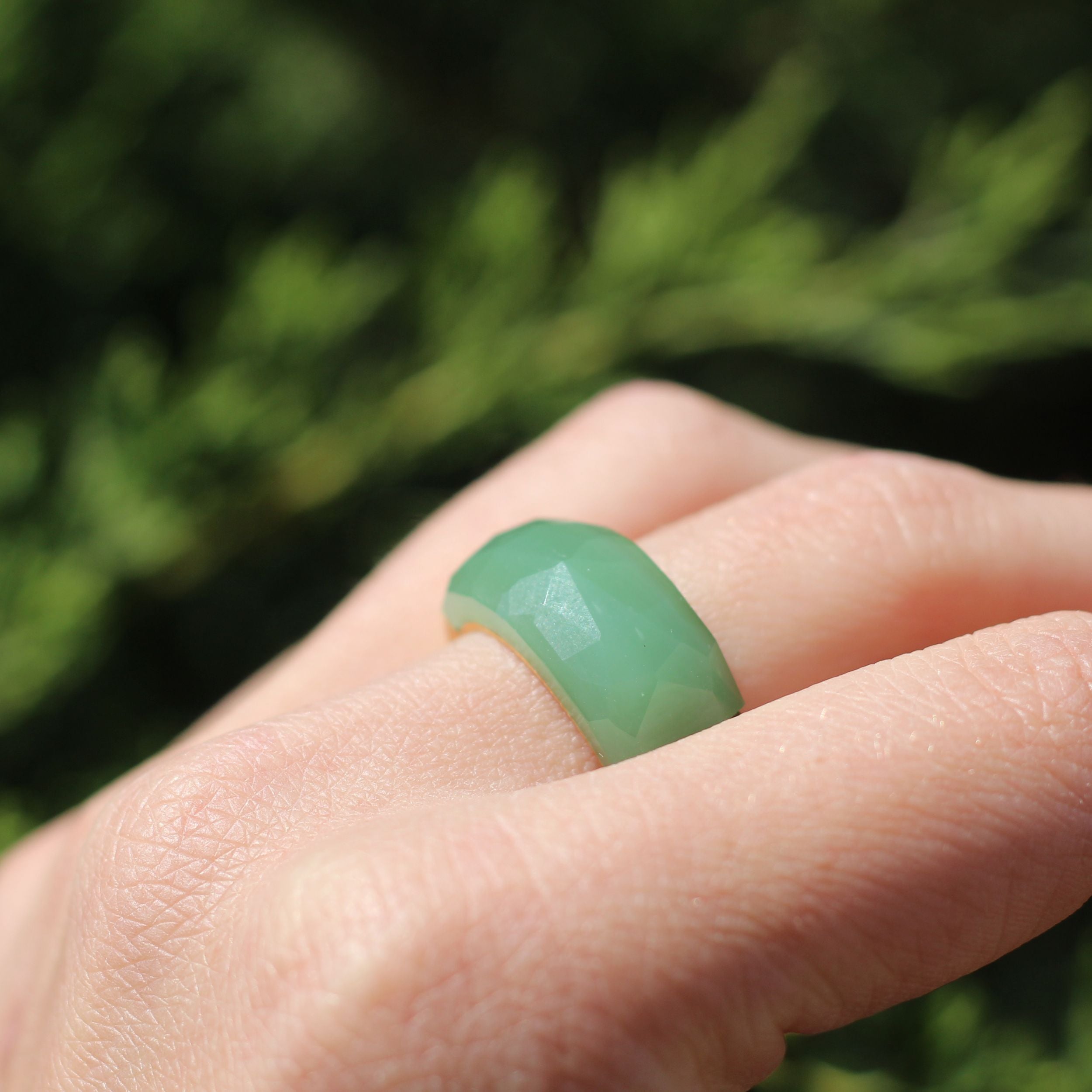 Natural Aventurine Faceted Ring for Women - Healing Stone Jewelry for Meditation, Energy Balancing & Spiritual Gifts