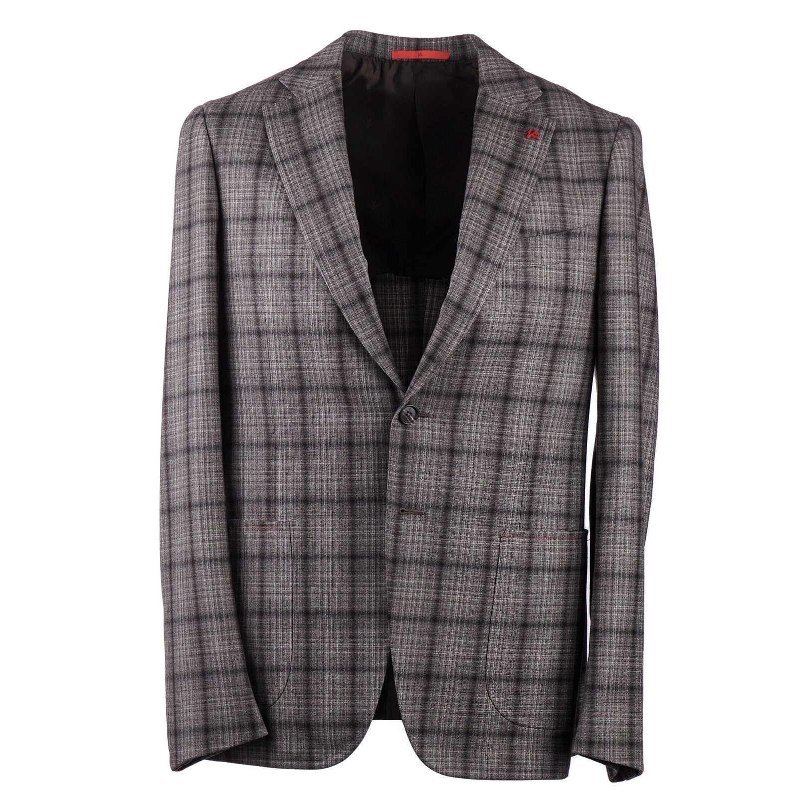 Isaia Slim Fit Shadow Check Wool Suit for Men | Premium Tailored Business & Wedding Suit | Formal Office & Special Occasion Attire