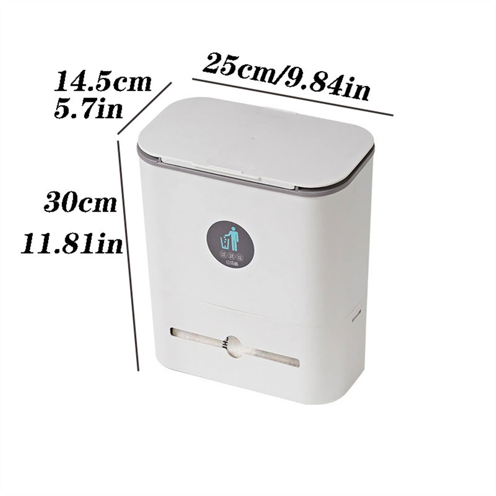 TOMYEUS White Hanging Trash Can with Lid - Kitchen & Bathroom Garbage Bin for Cabinet Door, Bedroom, Office - Odor-Free & No Punch Needed - Perfect for Small Spaces & Waste Disposal