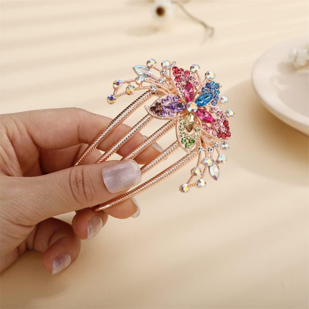 BellaStella Premium Rhinestone Flower Hair Comb - Elegant Bridal Hairpin for Wedding, Prom, and Special Occasions | Perfect for Updos, Half-Up Styles, and Formal Hairstyles