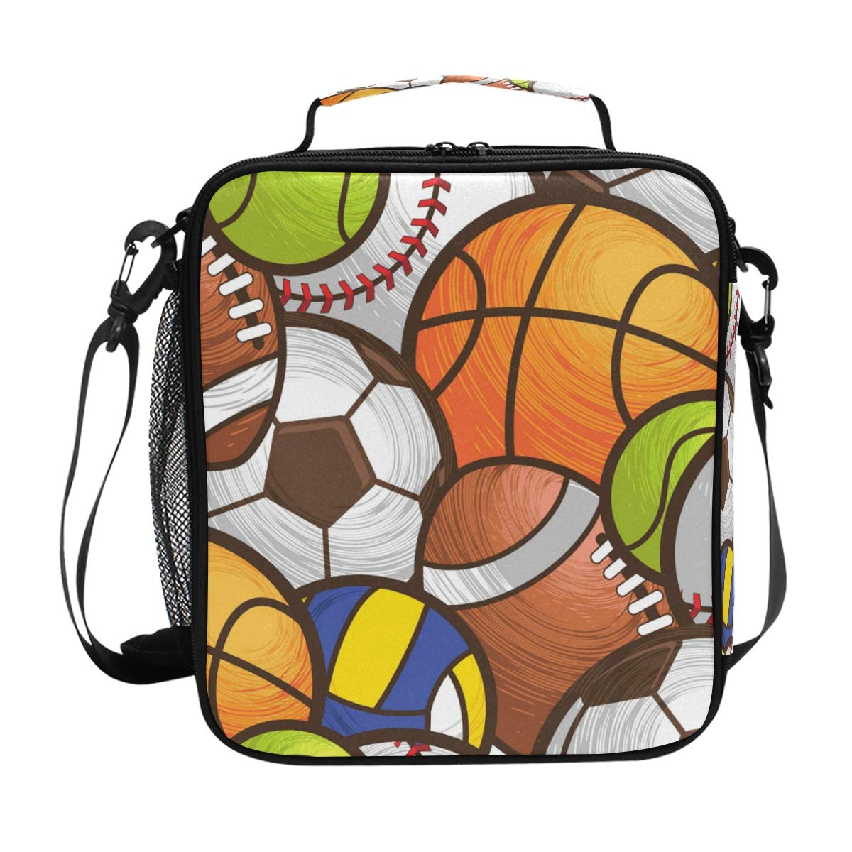 **Insulated Lunch Box Cooler Bag for Sports - Basketball, Baseball - Leakproof Tote with Shoulder Strap for Men, Women, Kids - Perfect for School, Work, Gym & Outdoor Activities**