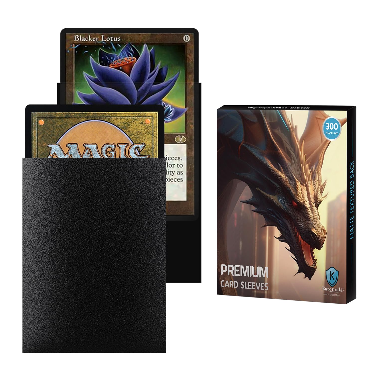 Premium Matte Black MTG Card Sleeves 300CT - Standard Size Textured Deck Protectors for Magic The Gathering, Baseball & Sports Cards | Durable Game Card Sleeves for Collectors, Tournaments & Card Storage