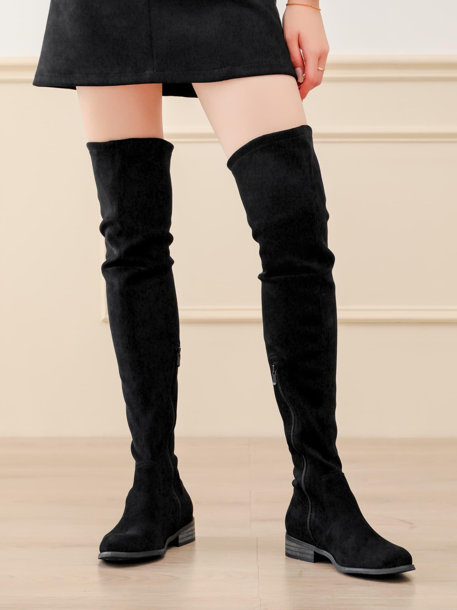 Stylish Women's Over The Knee Boots - Thigh High Stretchable Boots with Low Block Heel & Pointed Toe | Perfect for Fall/Winter Fashion, Date Nights & Office Wear